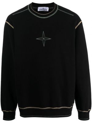 Със звездички памучен пуловер Stone Island черно