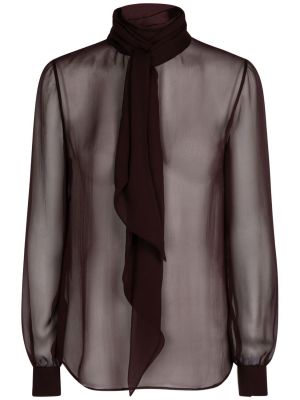 Camicia di seta Saint Laurent marrone
