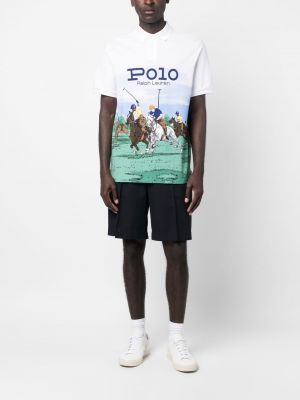 Raštuotas siuvinėtas medvilninis polo marškinėliai Polo Ralph Lauren
