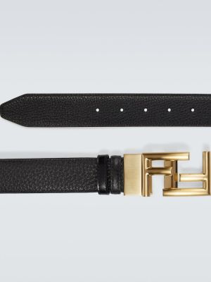 Cinturón de cuero con hebilla Fendi negro