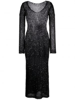 Прозрачна копринена вечерна рокля Roberto Collina черно