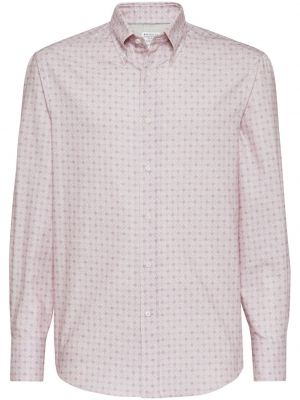 Βαμβακερό πουκάμισο Brunello Cucinelli ροζ