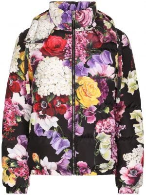 Puhovka s cvetličnim vzorcem s potiskom Dolce & Gabbana črna