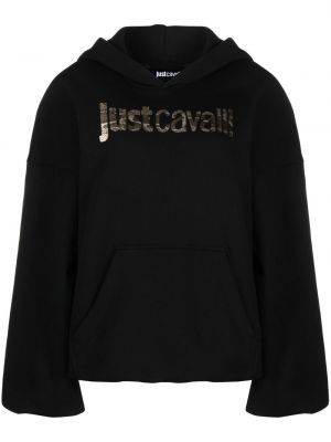 Kokvilnas kapučdžemperis ar apdruku Just Cavalli melns