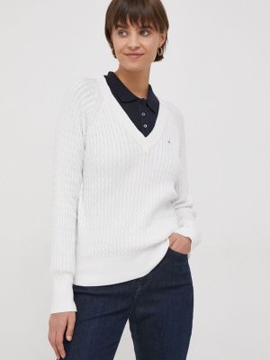 Sweter bawełniany Tommy Hilfiger biały
