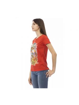 Koszulka bawełniana z nadrukiem Trussardi czerwona