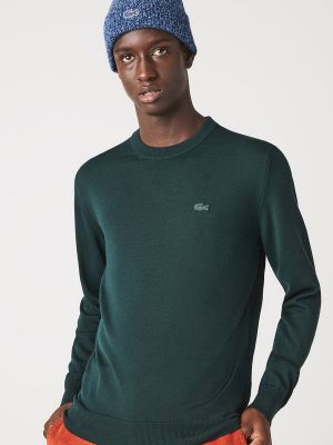 Jersey de lana de lana merino de tela jersey Lacoste verde