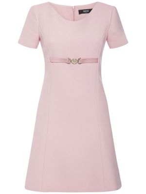 Мини рокля от креп Versace розово
