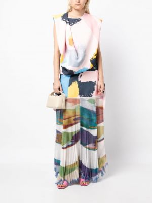 Drapované pouzdrová sukně s potiskem s abstraktním vzorem Maticevski bílé