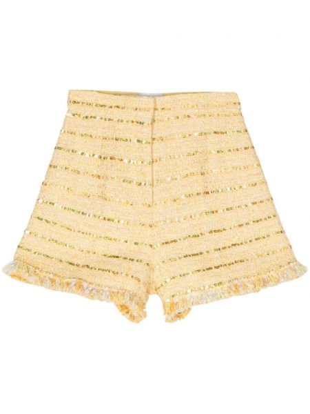 Pantaloni scurți cu paiete din tweed Giambattista Valli galben