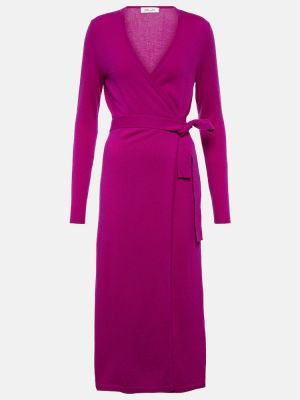 Kašmírové vlněné midi šaty Diane Von Furstenberg fialové