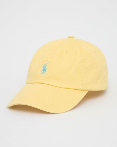 Памучна шапка Polo Ralph Lauren жълто