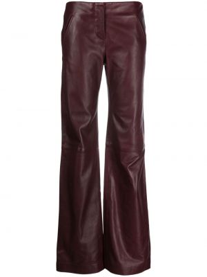 Pantaloni din piele Alberta Ferretti roșu