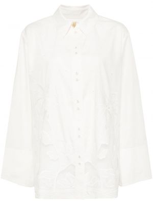 Nėriniuota medvilninė marškiniai Aje balta
