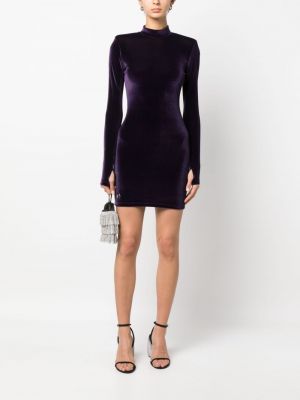 Velurové přiléhavé mini šaty Philipp Plein fialové