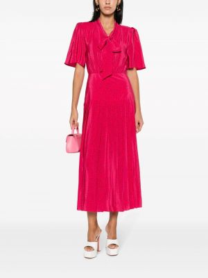 Plisované puntíkaté hedvábné šaty Alessandra Rich růžové