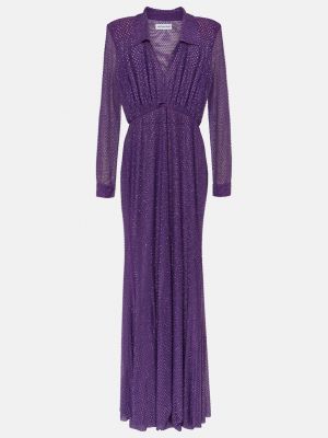 Длинное платье с сеткой Self-portrait фиолетовое