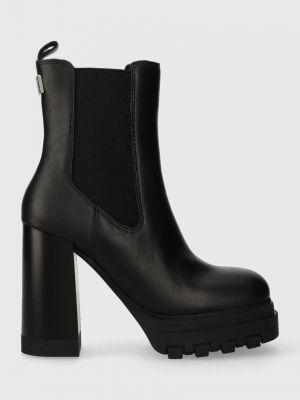 Черные кожаные ботинки челси на каблуке на высоком каблуке Tommy Jeans