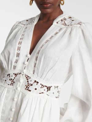 Lniana sukienka koronkowa Zimmermann biała