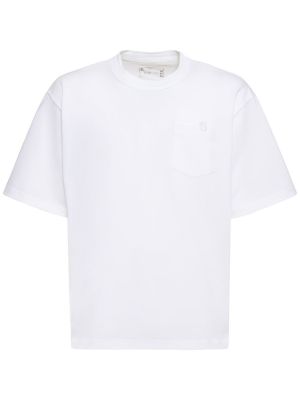 Camiseta de algodón de tela jersey Sacai blanco