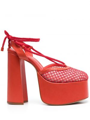 Mrežaste kožne sandale Schutz crvena