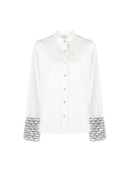 Biała koszula z cekinami z siateczką Forte Forte
