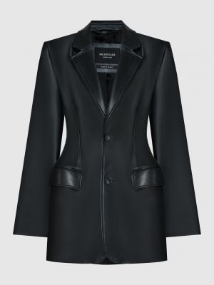 Черный кожаный пиджак Balenciaga