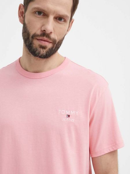 Koszulka bawełniana Tommy Jeans różowa