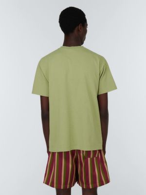T-shirt ricamato di cotone in jersey Bode verde