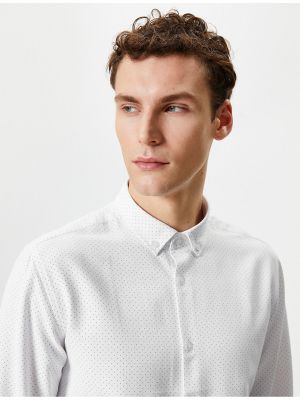 Punktotas krekls ar pogām ar garām piedurknēm Koton