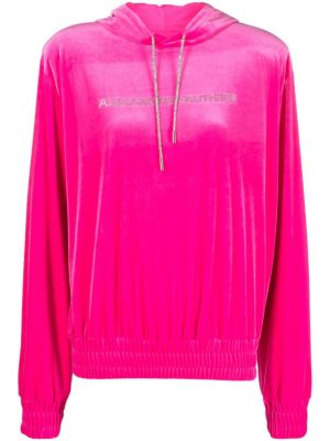 Βελούδινος φούτερ με κουκούλα Alexandre Vauthier ροζ