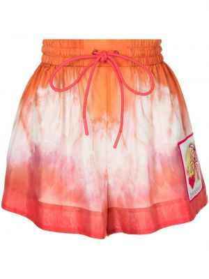 Копринени шорти с принт с tie-dye ефект Zimmermann оранжево