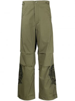 Pantaloni cu picior drept cu imagine cu dungi de tigru Maharishi verde
