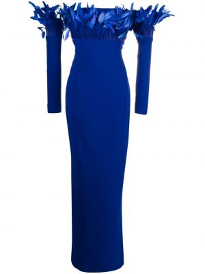 Макси рокля с пера от креп Jean-louis Sabaji синьо