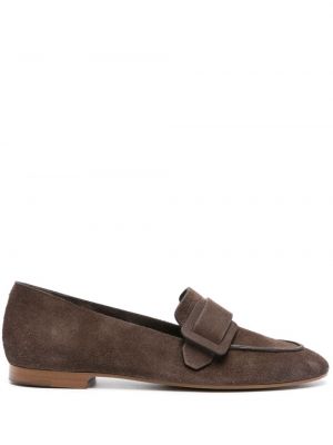 Pantofi loafer din piele de căprioară cu cataramă Del Carlo maro