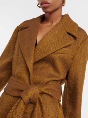 Vlněný kabát Victoria Beckham hnědý