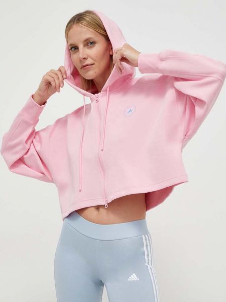 Hoodie s kapuljačom Adidas By Stella Mccartney ružičasta