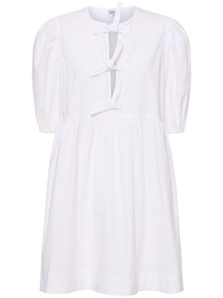 Mini vestido de algodón Ganni blanco
