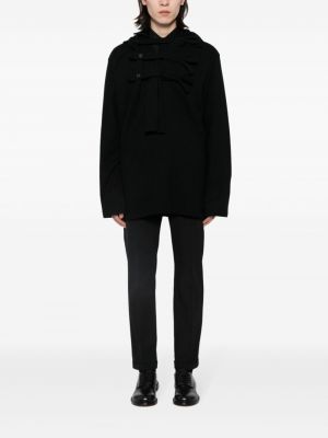 Woll hoodie mit geknöpfter Yohji Yamamoto schwarz