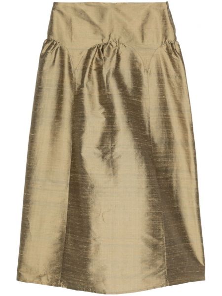 Jedwabna spódnica z niską talią wełniana Paloma Wool złota