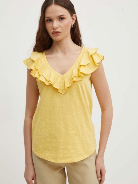 Koszulka bawełniana Lauren Ralph Lauren żółta