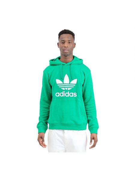 Bluza z kapturem bawełniana z nadrukiem Adidas Originals zielona