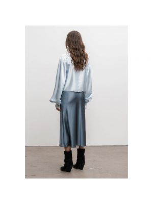 Falda midi de raso Ahlvar Gallery azul