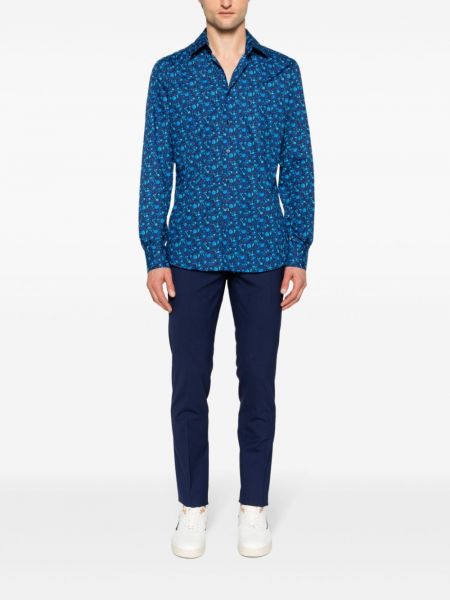 Bavlněná košile s potiskem s abstraktním vzorem Karl Lagerfeld modrá