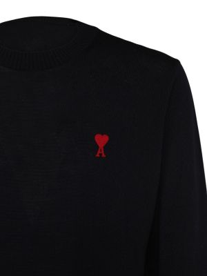 Viskózový vlněný svetr Ami Paris černý