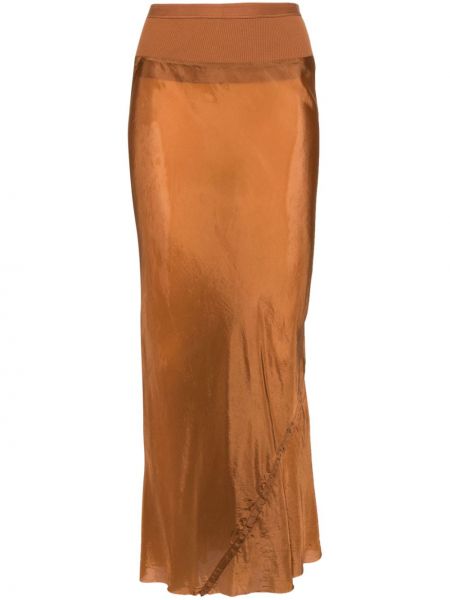 Satenska midi suknja Rick Owens narančasta