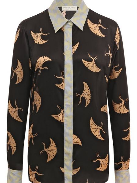 Шелковая блузка из вискозы Dries Van Noten черная