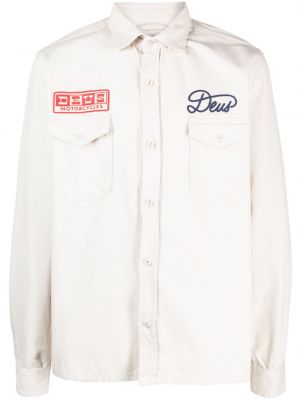 Памучна риза с принт Deus Ex Machina бяло