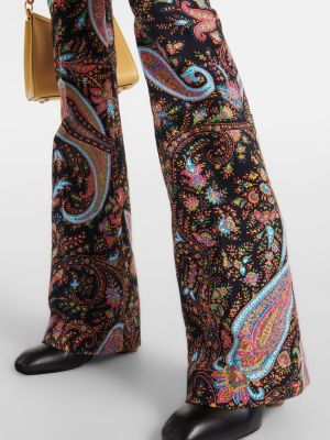 Bootcut džínsy s vysokým pásom s paisley vzorom Etro čierna