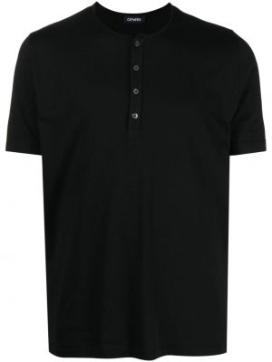 Βαμβακερή μπλούζα με κουμπιά από ζέρσεϋ Cenere Gb μαύρο